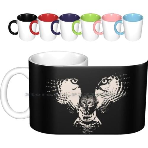 The Wolf Within The Owl Ceramic Mugs Coffee Cups Milk Tea Mug Flying Owl Cool Mysterious Dark Black Only Awesome Amazing Fun
