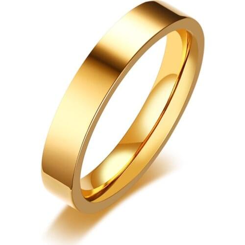 Classic 4mm Unisex Ring 3 Color Stainless Steel Ring Simple Alliance for Women and Men Couple Trendy Jewelry Wedding Band