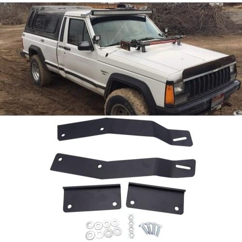 50 inches LED Light Bar Upper Roof Windshield Mounting Bracket Kit Fit for Jeep Cherokee XJ 1984-2001 No Need Drilling