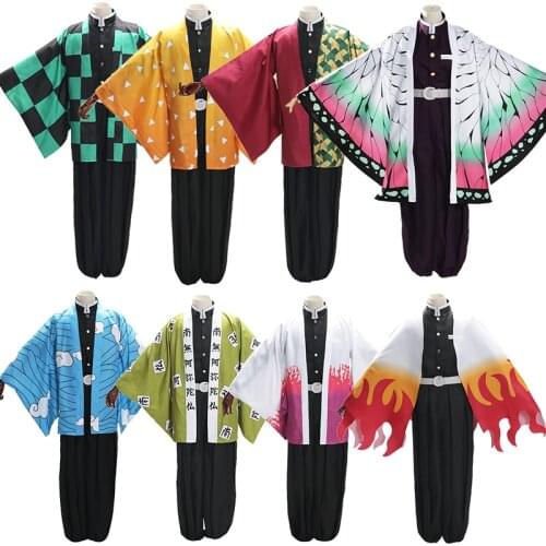 Demon Slayer Kimetsu no Yaiba Kimono Suit Agatsuma Zenitsu Kamado Tanjirou Tomioka Giyuu Kochou Shinobu Uniform Cosplay Costume