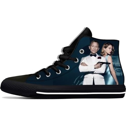 Movie James Bond 007 Cool Fashion Funny Classic Casual Cloth Shoes High Top Lightweight Breathable 3D Print Men Women Sneakers
