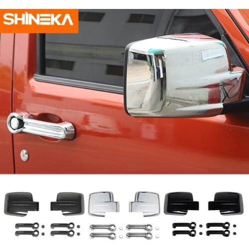 SHINEKA Rearview Mirror Covers For Jeep Liberty Car Door handle Cover Stickers For Jeep Liberty 2007-2012 Exterior Accessories