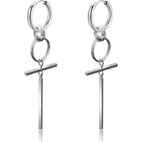 Fashion Hip-Hop Cross Dangle Earrings Stainless Steel Ears for Men Spike Conch Earring Hoop Male Jewelry