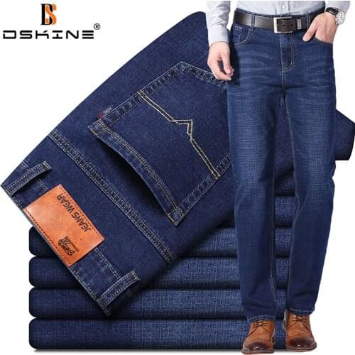 Men Winter Fashion Men Casual Jeans 2021 New Autumn Lightweight Trousers Men Denim Pants Straight Trousers Baggy Stretch Jean