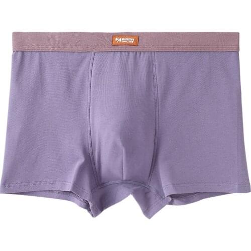 Mens underwear Mens breathable pure color cotton youth boxer pants summer traceless sexy sports boxer head