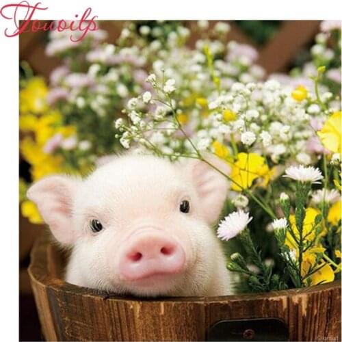 Full 5DDIY Chrysanthemum pig Diamond Painting Needlework Embroidery Round&round Rhinestones Cross Stitch Living Room Decoration