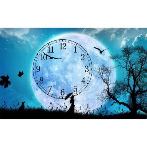Wall clock diy numerals diamond painting set 40X50CM, used for room decoration，gift