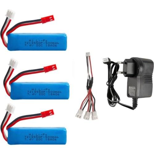 7.4V 500mAh Lipo Battery for WLtoys A202 A212 A222 A232 A242 A252 4WD RC Car 7.4V Battery Charger Set