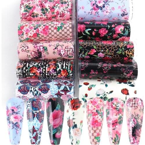 Ins Valentines Day Retro Floral Nail Starry Sky Transfer Sticker Rose Lace Paper Nail