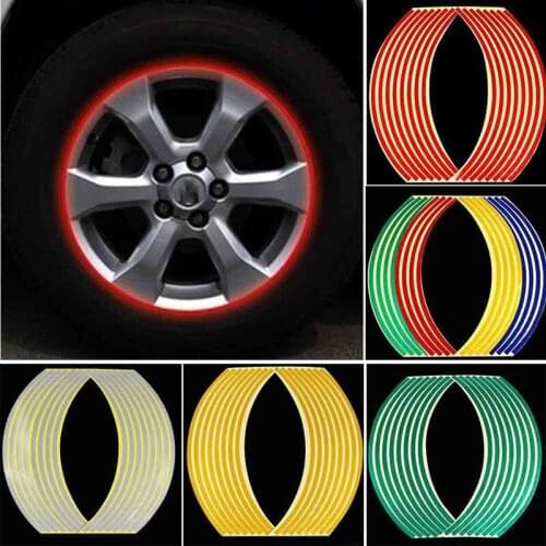 12" 14" 18" For Motorcycle Wheel Stickers Reflective Car Rim Stripe Tape Wheel Decal Sticker Motorcycle Accessories Decoration