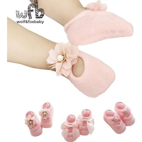 Retail 3pairs/lot 0-2 years cotton flower bow baby socks baby hollow socks girls