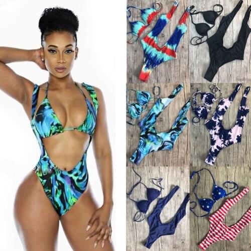 2019 New Style Fashion Hot Womens Padded Push Up One-Piece Suits High Waist Swimsuit Print Bathing Suit Swimwear