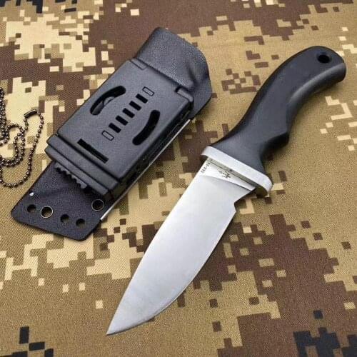 Hunting Knife Camping Survival Knives 61Hrc Satin VG-10 Steel Carbon fiber Handle With K Sheath