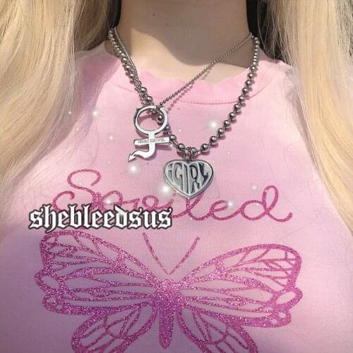 Symbol Necklace Bracelet Vintage Dark Functional Style Ins Hip Hop Thorn Chain Alphabetic Symbol Necklace