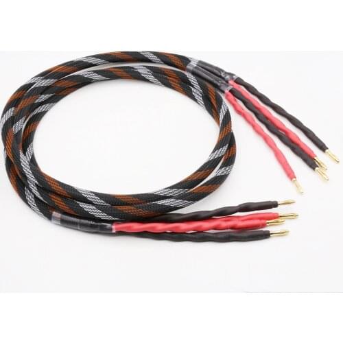 Pair hifi speaker wire, audio cable, professional hifi speaker wire, 4N oxygen-free copper, banana Y plug speaker cable