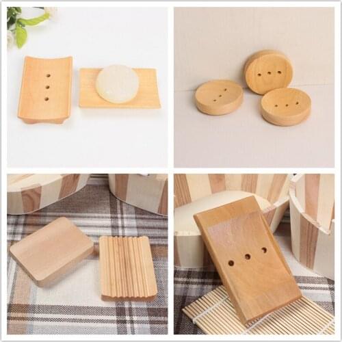 Natural Wooden Bamboo Soap Dish Tray Holder Storage Soap Rack Plate Box Container for Bath Shower Plate Bathroom