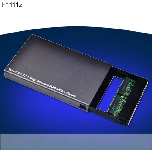 Type-C to mSATA 3.0 Portable Mobile HDD Enclosure Box Case for SSD Type-C to USB 3.1 Gen2 10Gbps Dual mSATA RAID Adapter for PC