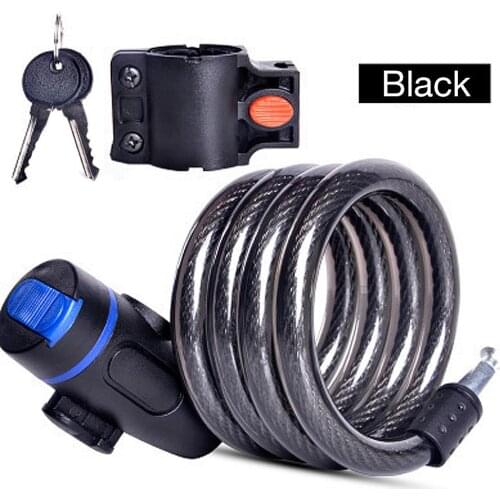 1.2m Anti-Theft Bike Lock Bicycle Security Lock Steel Cable Spiral Bike Cycling Bicycle Lock With 2 Key