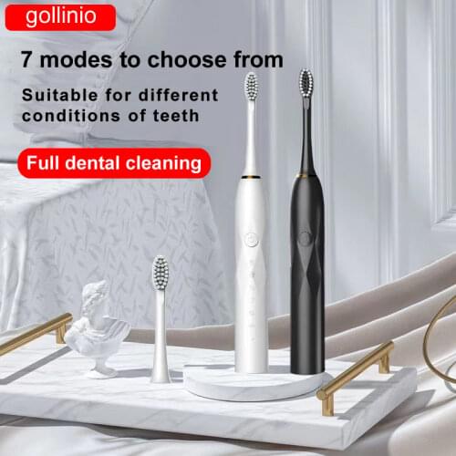 Gollinio Sonic Electric Toothbrush Adult Timer Brush 5 Mode USB Charger Rechargeable Tooth Brushes Replacement Heads Set GL16A