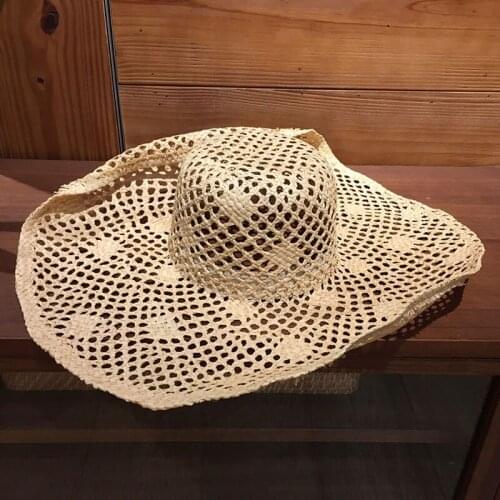 New Handmade Luxury Hat Custom Imported Raffia Straw Hats Women Lady Summer Wide Brim Holiday Sun Hat Panama Casual Hat Sitka