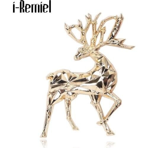 Cute Gold Deer Animal Brooch Pin Metal Lapel Pins Fashion Jewelry Christmas Gifts for Women and Men Clothing Accessories