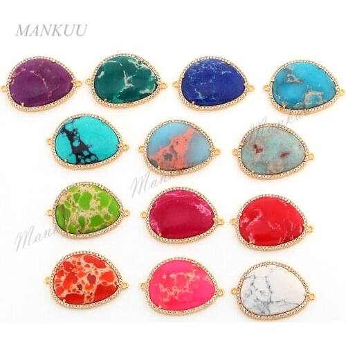 SSJC016 Trendy Crystal Micro Sea Sediment Jasper Beads Jewelry Connector Natural Druzy Flat Round Pendant for DIY 24*29mm