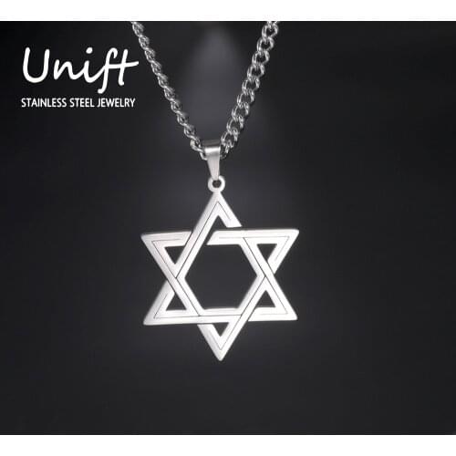Unift Fashion Mogen David Pendant Necklace for Women Star of David Choker Vintage Religious Jewelry Israel Jewish Amulet Solomon