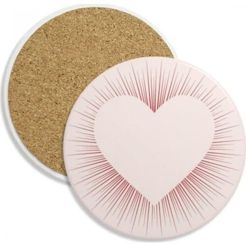 Heart Shaped Love Valentines Day Stone Drink Ceramics Coasters for Mug Cup Gift 2pcs