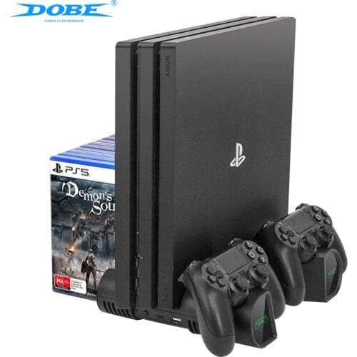 DOBE Vertical Cooling Stand Charging Station Dual Controller Charger With 4 Connector For Playstation 4/PS4 Slim/PS4 Pro Console