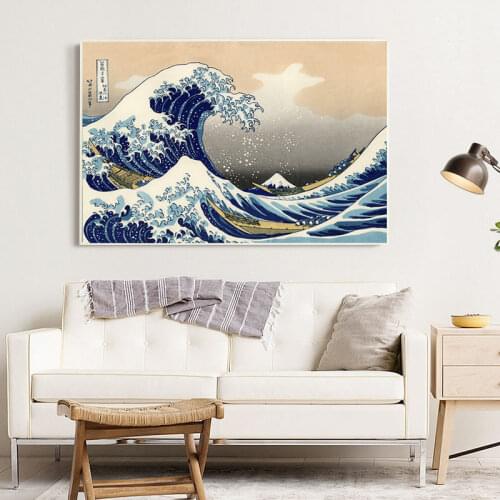 Japanese Ukiyo-e Wave Canvas Painting Kanagawa Surfing Mount Fuji Vintage Wall Art Canvas Pictures For Living Room Decor Poster