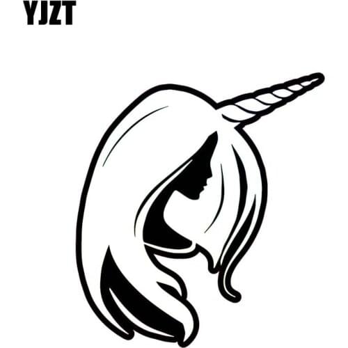 YJZT 11.5*12.7CM Unicorn Girl Silhouttte Decal Black/Silver Popular Artistical Style Car Sticker Vinyl C20-1144