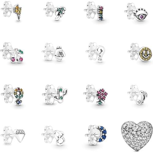 NEW 2021 100% 925 Sterling Silver Flower Cherry Cactus Earring Women Fit DIY Original Bracelet Fshion Jewelry Gift