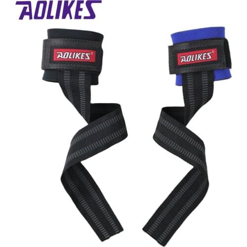 AOLIKES 1 Pair No-Slip Thicken Gym Training Weight Lifting Gloves Bar Grip Barbell Straps Wraps Hand with Wrist Support