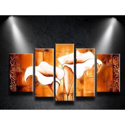100%Hand-painted Modern Abstract Art Callas Flowers Landscape Oil Painting On the Canvas Scenery Wall For Room Home Decoration