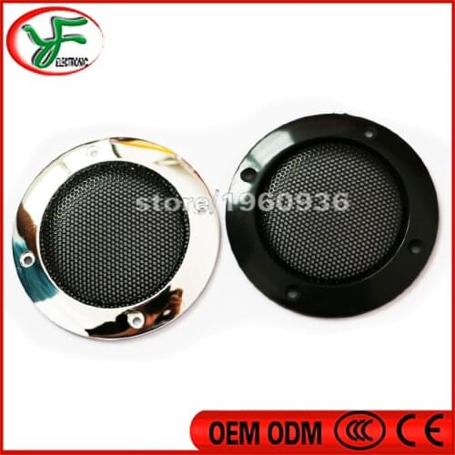 Free shipping 100pcs/lot 2 inch 65mm Black / Chrome plated silver Round Mesh Woofer Protective Grille Speaker Decorative Circle