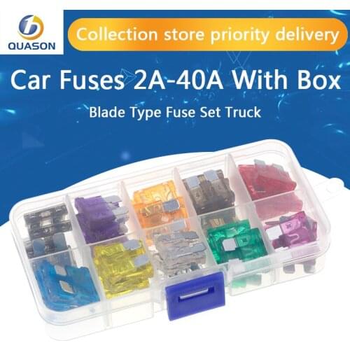 100PCS 50PCS Car Fuses 2A 3A 5A 7.5A 10A 15A 20A 25A 30A 35A Amp with Box Clip Assortment Auto Blade Type Fuse Set Truck