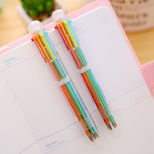16 Pcs South Korea Candy 6 Color Transparent Rod Ballpoint Pen Graffiti Pen Student Ball Point Pens Stationery Wholesale
