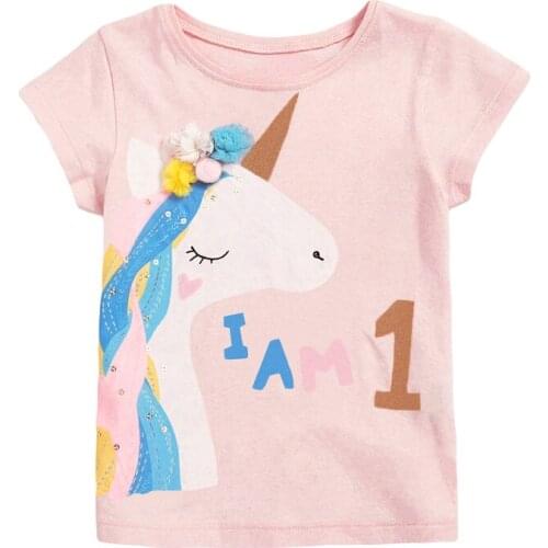 2021 Summer Baby Girl T-shirt Childrens Wear Unicorn Pattern T Shirts Funny Clothes Tees For Kids