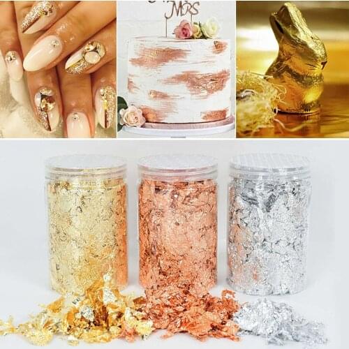 3g/10g Imitation Gold Sliver Copper Foil Sequins Glitters Craft Leaf Flake Sheets Bulk Foil Paper For Gilding DIY Nail Art Decor