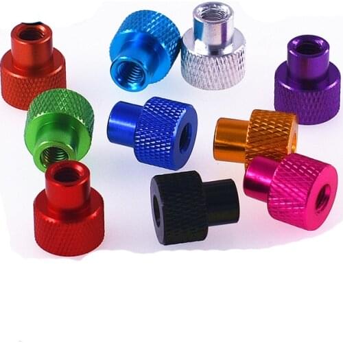 5pcs M4 aluminum alloy double through hole nuts high head steps pineapple grain full tooth pass fasten handle nut color bolts