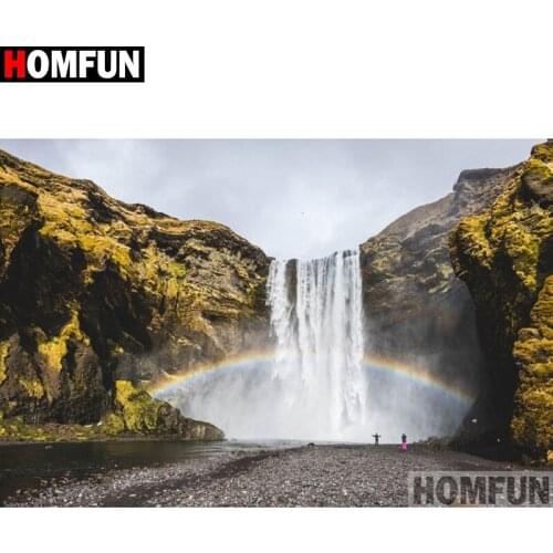 HOMFUN Full Square/Round Drill 5D DIY Diamond Painting "Waterfall scenery" Embroidery Cross Stitch 5D Home Decor Gift A16472