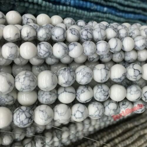 Free Shipping Imitation White Turquoises Loose Stone Jewelry Beads 6MM 8MM 10MM 12MM for Jewelry Makingdiy beads