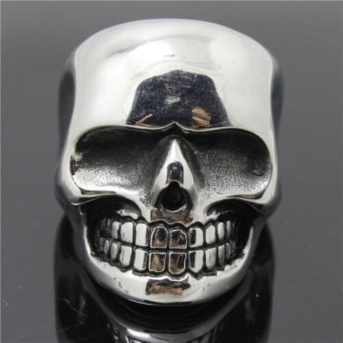Band Party 316L Stainless steel Polishing Smile Skull Mens Ring Cool Skull Ring