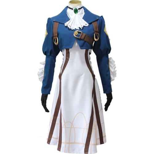 Brdwn womens Violet Evergarden cosplay costume dress suit (Top+Dress+Bowtie+Gloves+hairwear)