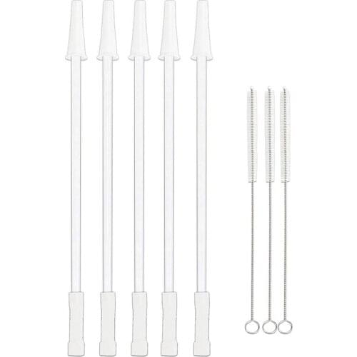 Compatible Gallon Bottle,Reusable Adjustable Straws for 128Oz 64Oz Gallon Jug, 1/Half Gallon Water Bottle - 5 Straws Set