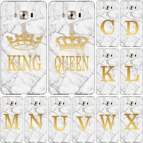 Phone Case for Asus Zenfone 3 Deluxe ZS570KL Z016D 5.7" White Marble Golden English Letter Fashion Name Back Cover Shell Fundas