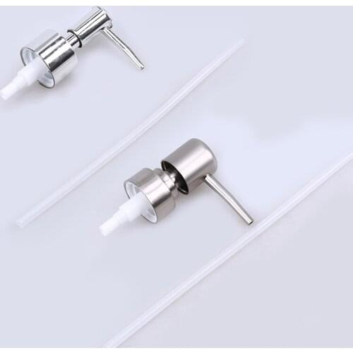 Silver Liquid Soap Dispenser Press Head Lotion Pump Bottle Nozzle Dispensers Stainless Steel Replacement Jar Tube Bathroom Tools