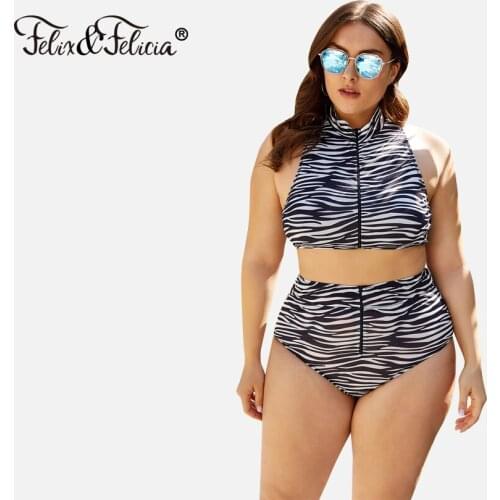 FELIX & FELICIA Swimsuit Women Sexy Bikini Set Push Up Printing Swimwear High Waist Swimming Suit Two-Piece Plus Size Beachwear