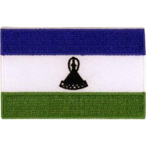 Lesotho Flag Garment Labels Made by Twill with Flat Broder and Iron On Backing free shipping by Post