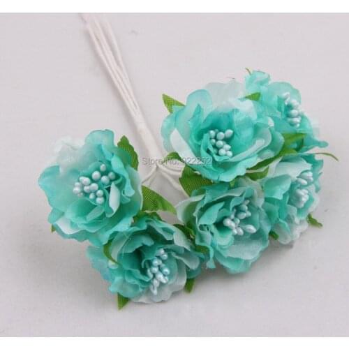 3.5cm Head,Small Two-Tone Chrysanthemum Artificial Silk Floral Bouquet,Bridal Hair Wreaths,Garland,Scrapbooking,DIY Arrangements